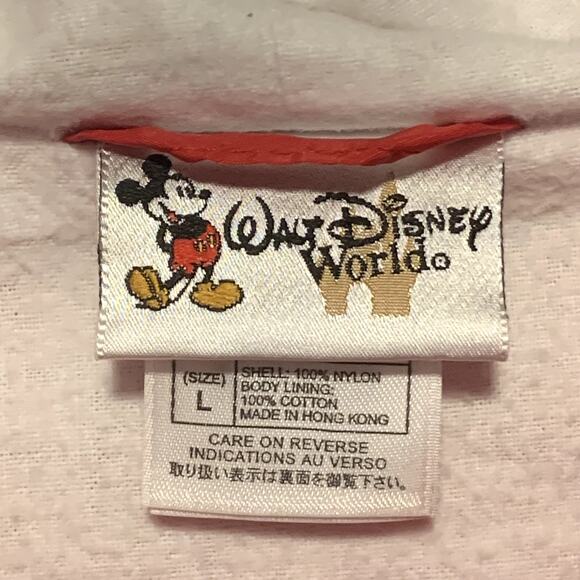 Walt Disney World Marathon Windbreaker L Jacket Red Zip Front Hoody Embroidered - Picture 2 of 9